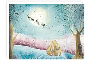 TRACKS PUBLISHING Traditional Advent Calendar - Rabbits Watching Santa - No Chocolate