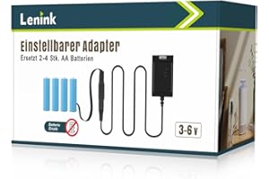 Lenink 3-6V Einstellbarer Batterieadapter Batterieersatz für 2-4 STK. AA Batterien für Thermometer, Wetterstation, Funkklingel, Wecker, LED Licht, Dekoration usw. (1.8m, Schwarz)
