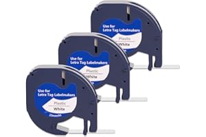 CIMOYBAI 3 x Kompatiel für Dymo Letratag Etikettenband 12mm x 4m, Schriftband für Dymo Letratag LT-100H LT-100H Plus LT-100T LT-100T Plus LT-110T LetraTag XR LetraTag XM LetraTag QX50 LetraTag 2000