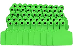 FARM & RANCH MasXirch Ganado en Blanco Etiquetas de Oreja para El Ganado Vacas Ovejas Cerdo Cabras, 100 Piezas de TPU de PrecisióN de IdentificacióN Animal en Blanco Etiquetas de Oreja (Verde)