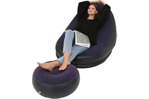 Leapiture Silla Inflable Silla Inflable Air Chaise Lounge Salón Inflable con otomana para Acampar, Juegos, Almuerzo, Fiesta en el jardín, Disfrutar de Tomar el Sol (Azul)