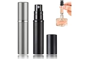 POTWPOT Travel Size Perfume, 2 Pack Travel Perfume Bottle Elegant Travel Perfume Refillable Bottle for Men and Women with 5ml Pocket Size (Black & Grey)