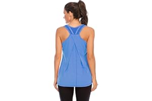 Nekosi Women's Workout Gym Tank Tops Yoga Sports Vest Loose Fit Sleeveless Mesh Backless Running Activewear