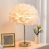 CITRA Desk Table Lamp with Cotton Feather Shade Gold Home and Office Use - Warm White