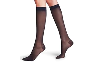 FALKE Lufthansa Travel & Comfort Damen Energize 30 DEN Kniestrümpfe halb blickdicht Kompression druckfreier Komfortbund lange Reisen Sitzen bessere Durchblutung feines weiches Material 1 Paar