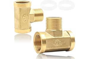 GYSRXS 2 Stück T Stick Wasseranschluss Aus Messing 1/2 Zoll Rohr mit Gewinde Wasserleitung Verbinder mit Unterlegscheibe für Rohrverbindungen Heizung Trinkwasseranlage