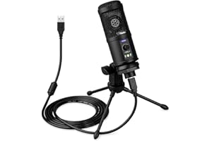 Uktunu Microfono USB PC Condensatore Microfono con Treppiede e Filtro Pop Microfoni Cardioide Computer Gioco Mic per Laptop PS4 Desktop per Registrazione Vocale Podcasting Streaming Video di Youtube