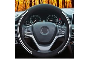 ZATOOTO Pluszowy pokrowiec na kierownicę, ciepły, na zimę, uniwersalny, 37-38 cm, antypoślizgowy, delikatny, czarny