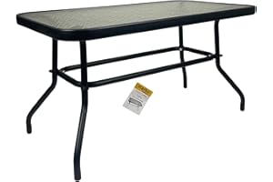 MARKO OUTDOOR Tempered Ripple Glass Coffee Table Indoor Outdoor Rectangular Low Garden Patio Furniture Metal Table