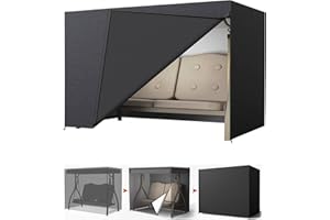 LCGOD Housse de balancelle de jardin 3 places imperméable avec fermeture éclair - En tissu Oxford 600D - Résistante à la poussière, à la neige, au vent et aux UV - Noir - 215 x 125 x 170 cm