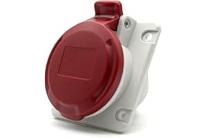 DOJA BARCELONA DOJA Industrial | BASE INDUSTRIAL EMPOTRAR HEMBRA 380V - IP44 | 16A - 3P+T (4 Polos) | Base Empotrable Trifasica Pared | Enchufe Industrial de 4 Pines | Enchufe Caravana, Conector Camping