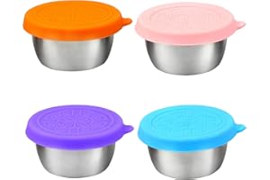 UTMACH 4 contenitori per salse, piccoli contenitori per salse, in acciaio inox, con coperchio in silicone, per salse, snack, spezie, salse