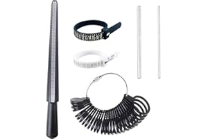 FENQURO 5 Pcs baguier, Baguier Mesure Taille Doigts, Outil de Mesure de Bague 4 Échelles - Jauge Anneaux pour Mesurer Les Tailles de Bagues, Calibreur de Doigt Précis