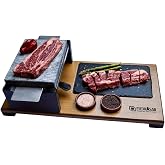 15x20 Meat Roasting Stone with Burner and Slate Plate Deluxe Model