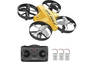 ATOYX Drone Enfant d'intérieur Hélicoptère Télécommandé Quadcopter Mini Drones pour Enfants avec Mode sans Tête Avion Mini avec Télécommande Jouet Cadeau pour Enfant et Débutant AT-66C (Jaune)