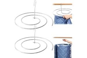 HOVEELUTY Perchas para colchas, 2 piezas, perchas en espiral para colchas, perchas para mantas que ahorran espacio, perchas de acero inoxidable, perchas de secado resistentes para fundas de sofá, mantas, chales