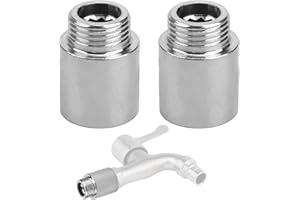 BINXIAOQIN Lot de 2 rallonges de robinet 1/2" - En acier inoxydable - Rallonge de robinet 1/2" - Pour robinetterie d'angle - Raccord fileté - Raccord d'eau (rallonge 2 cm)