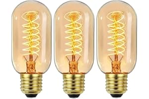 Sunnylinn E27 Vintage Edison Light Bulb 40W Dimmable, T45 E27 Vintage Light Bulbs Warm White, Edison Screw ES Decorative Retro Filament Light Bulbs, Tube Squirrel Cage Bulb 230V (3-Pack).
