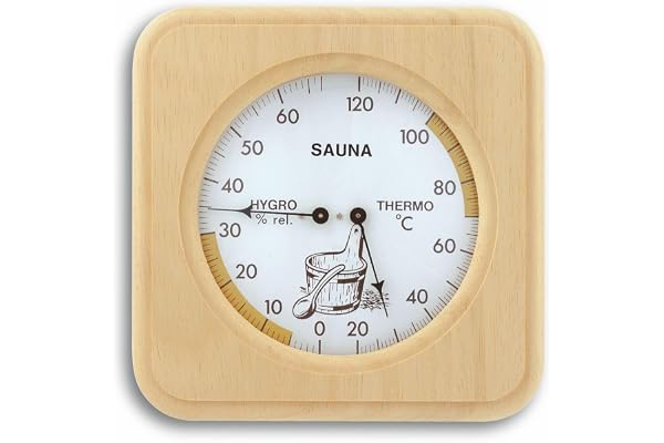 TFA Dostmann Sauna-Thermomètre-Hygromètre sauna, 40.1007, en bois, résistant à la chaleur, température et humidité, thermomètre de sauna, accessoire de sauna, marron