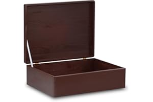 PINUS WOODEN ITEMS PRODUCTION Pinus - Drewniana skrzynka z pokrywką 40 x 30 x 13,5 cm, pudełko bez uchwytów, stabilne drewniane pudełko z pokrywką, drewniana skrzynia na skarby z zamknięciem na zawiasach, drewniane pudełko z