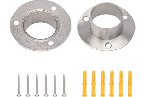 Unxuey 2 piezas de soporte para barra de ropa, soporte de brida de barra de armario de acero inoxidable, soporte para barra de brida para tubo de acero de 38 mm de diámetro