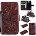 Produktbild Lonchee LG K3 Leder Wallet Tasche Brieftasche Schutzhülle , Sonnenblumen geprägten Muster Design Hochwertige PU Leder Folio Tasche Case Hülle im Bookstyle mit Standfunktion Kredit Kartenfächer (braun)