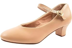 Asyusyu Ankle Strap Character Shoes 1.55" Ballroom Dance Shoes for Women Dancing Latin Salsa