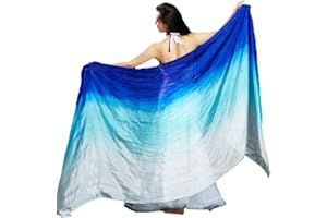 Leemiman Femmes 2,5 m de long Voiles de soie de danse du ventre fait main voile teint