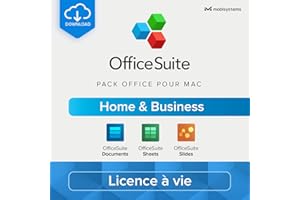 MOBISYSTEMS INC. OfficeSuite Home & Business pour MAC - Licence à vie - Pack Office pour MacOS - Documents, Sheets et Slides | Lifetime | 1 appareil | 1 Usager | Code d'activation Mac - envoi par email
