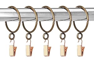 ‎POLLY ONLINE Vorhangringe mit clips - Gardinenstangenclip-Ringe für Innendurchmesser 50mm Stange, 20er-Set Bronze Farbe, geeignet für Duschvorhang, Fenstervorhang, Café
