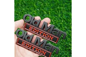 EMBEMSCAR 2 Stück Old Man Edition 3D Metall-Auto-Emblem Stoßfänger Heckklappe Stoßstange Badge Kennzeichen Aufkleber Dekor (Schwarz Rot)