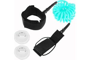 Moendergo 10 Fuß Body Board Ankle Leash,SUP Leash aufgewickelt für Surfbrett Paddle Board Kajak Longboard,Surfing Fußschlaufe,mit 2 Edelstahl D-Ring Patches