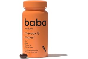 PANDA TEA Baba Nutrition Complément Alimentaire Pour La Croissance Des Cheveux Et Des Ongles | Soins Capillaires | Zinc, Biotine, Vitamine B6, Huile de Pépins de Raisin | 60 gélules