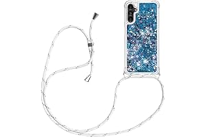 YAMCCCSE Handykette Hülle Kompatibel mit Samsung Galaxy A14 5G/4G - Quicksand Glitzer Hülle mit Band - Silikon Handyhülle mit Kordel Umhängenband - Schnur mit Treibsand Case zum Umhängen