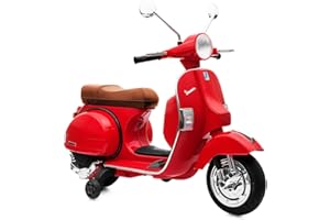 Playkin Vespa – Moto eléctrica de batería roja 6V con Ruedas Laterales