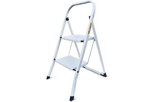 Drabest Escalera de Oficina Minifero de 2 Peldaños 150kg - Escalera de Tijera de Aluminio - Escaleras Multiusos - Escalera de Tijera Plegable Plegable - Escaleras de Aluminio 47x91x5cm