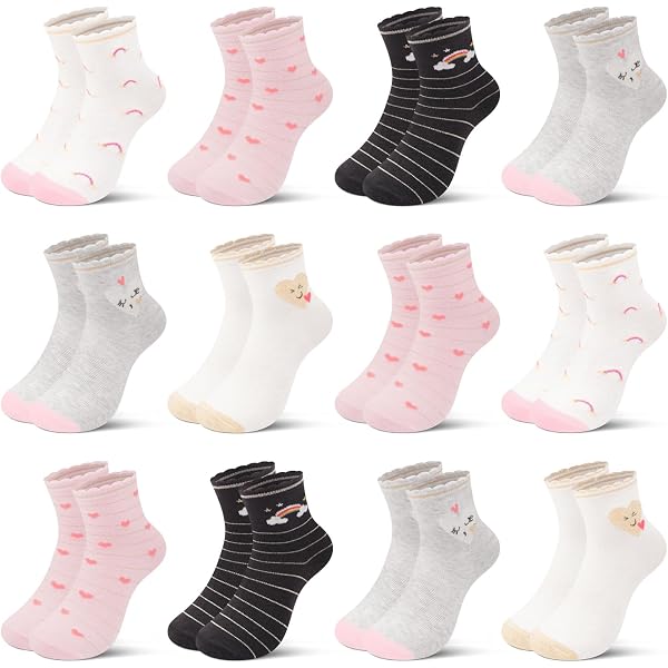 Footstar Lot 10 Paires Chaussettes Courtes Enfant Coton Multicolores Fille Garçon Confort Sport