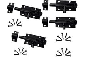 BAJIUXHFEI 4 Stück Türriegel, Riegelschloss, Riegel Tür, Türschloss mit Schrauben, Riegelschloss Klein Türriegel, mit Schrauben für Gartentor, Badezimmer, Schuppen, Toilette (Schwarz)