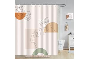 Bonhause Cortina de Ducha Mujer Arte Abstracto Moderno 180 x 180 cm Cortina de Baño de Poliéster Impermeable Antimoho Lavable Cortina Ducha con 12 Ganchos