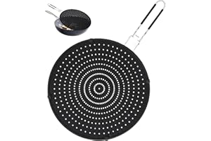 HUIFOO Silikon Spritzschutz Pfannen,32cm Fettspritzern für Pfanne,mit klappbarem Griff,pfannenspritzschutz universal,spritzschutz für pfannen,pfannen spritzschutz zum Schutz vor Fettspritzern, Schwarz