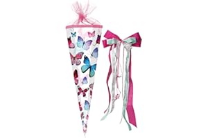 alles-meine.de GmbH stabile Spitze - aus Kunststoff - verschiedenes Zubehör frei wählbar - passend für Schultüte - Schmetterlinge - bunt - 22/35 / 50/70 / 85/100 cm - Z..