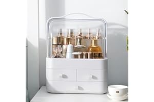 LZDMY Makeup Organiser Storage Drawers, Cosmetic Organisers Acrylic, Skincare Organiser Beauty Caddy Storage Box for Dresser & Bathroom, Dust-Proof Waterproof, White