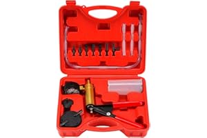 Farsaw Bremsenentlüftungsgerät,Vakuumpumpe Bremsenentlüfter Set für Auto Motorrad Tester Hand Vakuumtester Druckpruft Mit Tragetasche (rot)