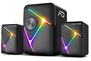 AD ADVANCE SOUNDPHONIC 2.1 RGB Speaker Set - Son Puissant 11 Watts RMS - Compatible PC-Mac - Connexion BLUTOOTH ou Jack 3.5MM