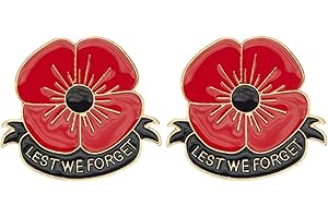 UNVOJL 2pcs Memorial Day Flower Brooches Lest We Forget Flowers Brooches Pins Remembrance Sunday Red Flower Breastpins for Unisex