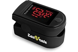 Zacurate® Pro Series CMS 500DL Fingertip Pulse Oximeter Blood Oxygen Saturation Monitor with silicone cover, batteries and lanyard (Mystic Black)