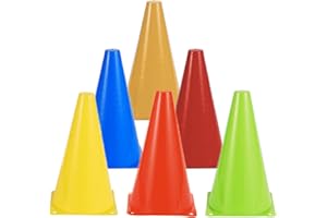 CHENGCKJ 12 Pcs Cônes de Signalisation, 17,5cm Cônes d'Entraînement | 6 Couleurs | Plot Sport, Plot Football Entrainement pour Sport, Jeux, Barrières de Football, Parcours Obstacles à Vélo, Enfants, Chiens