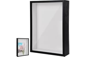 FEADBYT 3D Shadow Box, 21 x 30 cm Wooden Deep Picture Frame, Fill the Photo Frame, 3D Shadow Box Picture Frame, Flower Display Photo Frame, Used for Displaying Flowers, Souvenir Displays, Black