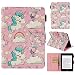 Produktbild Kindle paperwhite 10th Generation Flip Hülle, Unsichtbar Verschluss Tablet Lederhülle Handseilloch PU Buchform Hülle Halter Kartenfach Full Schutz Rückschal [Automatik Schlauf/ Aufwach] Einhorn