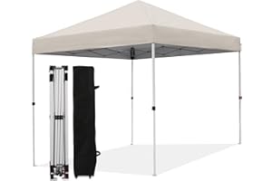 LANMOUNTAIN Canopy Tent 10X10 FT,Heavy Duty Sun Instant Shelter w/Adjustable Straight Leg Heights,Portable Pop Up Gazebo,Outdoor Patio Tents for Commercial,Camping,Garden,White